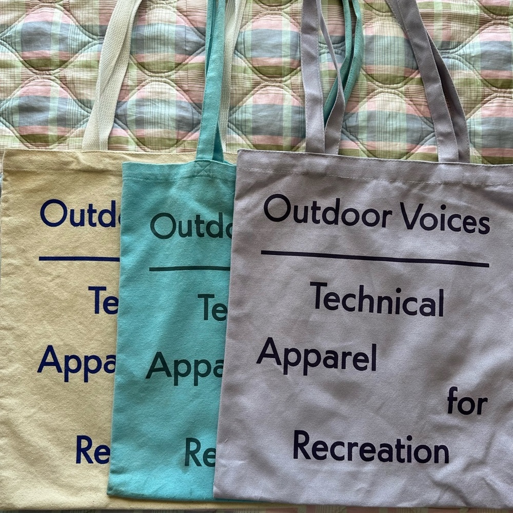 3 Outdoor voices tote bags (original, Dallas, and Austin)